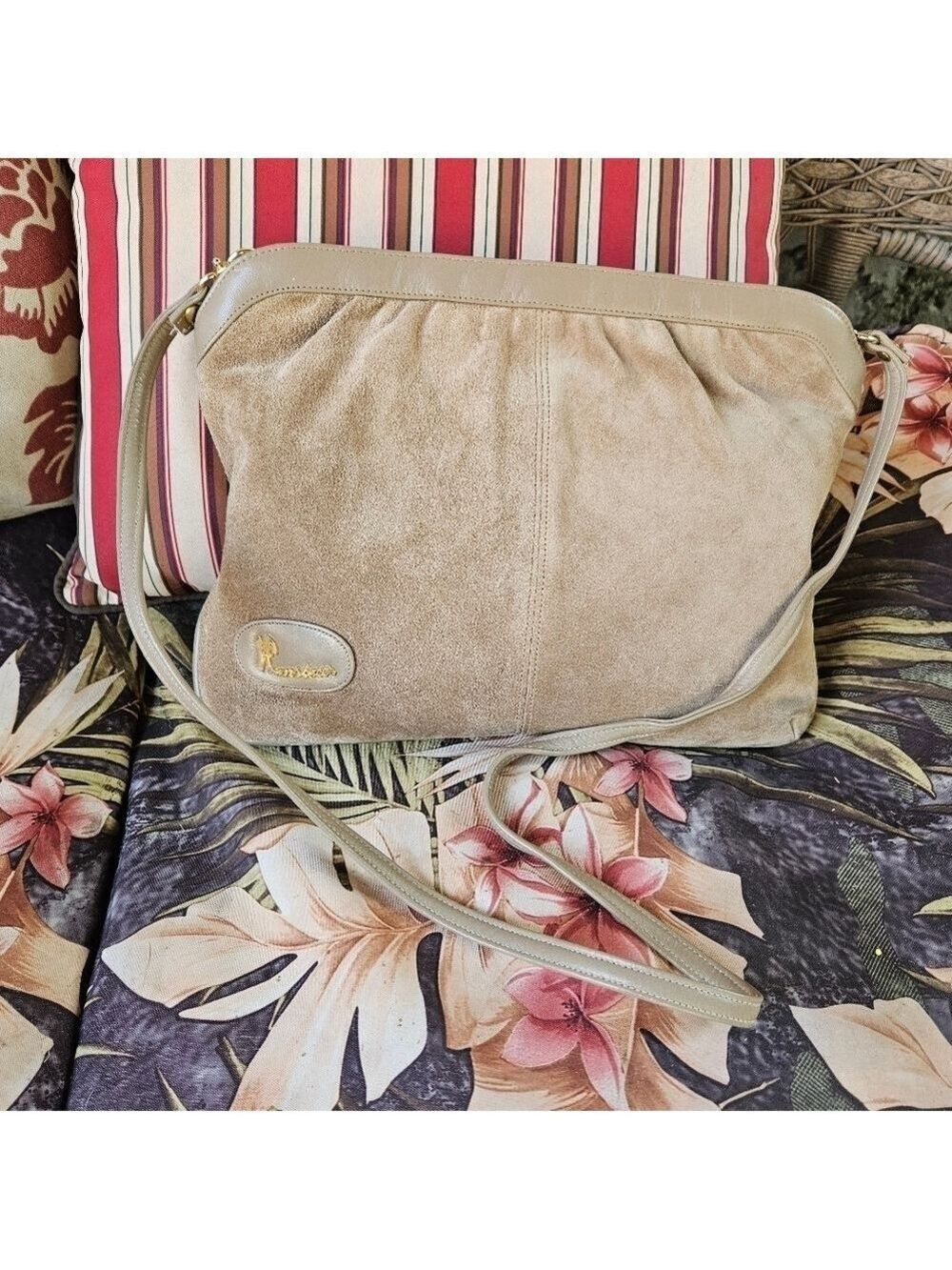 Vintage 70s Henri Fensteur Sand Suede Bag